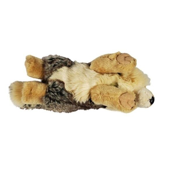 Aurora Miyoni Timber Wolf Puppy Plush Realistic Laying Down Furry Gray Brown 14" - Picture 5 of 11
